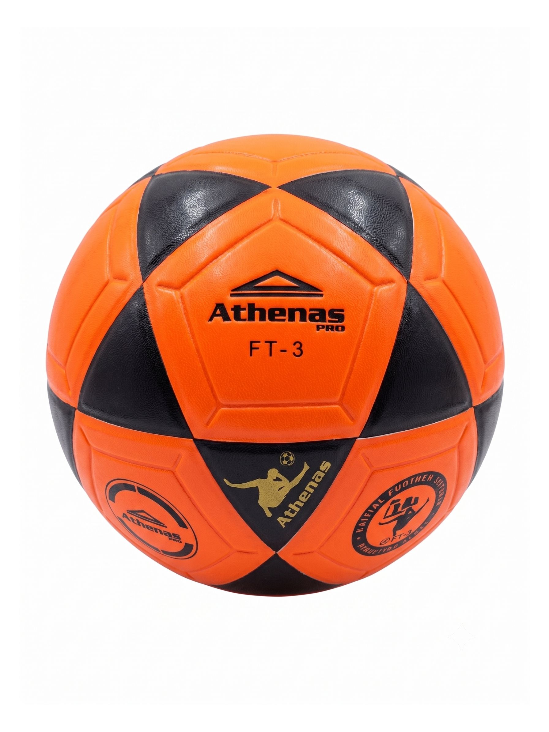Pelota de Fútbol Athenas FT #3 Vulcanizada - Naranja/Negro