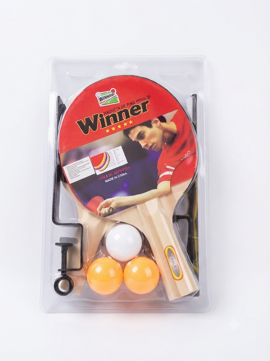 PALETAS PING PONG + RED CON AGARRES DE MESA